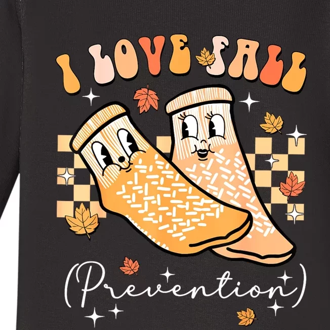 Groovy Retro I Love Fall Prevention Fall Physical Therapy Baby Long Sleeve Bodysuit