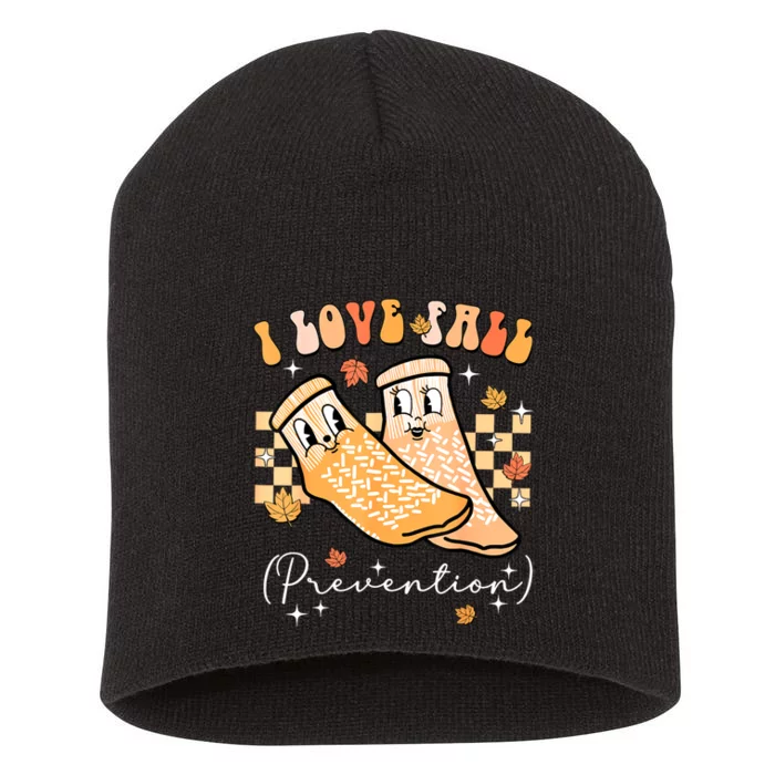 Groovy Retro I Love Fall Prevention Fall Physical Therapy Short Acrylic Beanie