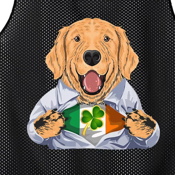 Golden Retrievers Irish Clover St Patrick Day Dog Mesh Reversible Basketball Jersey Tank