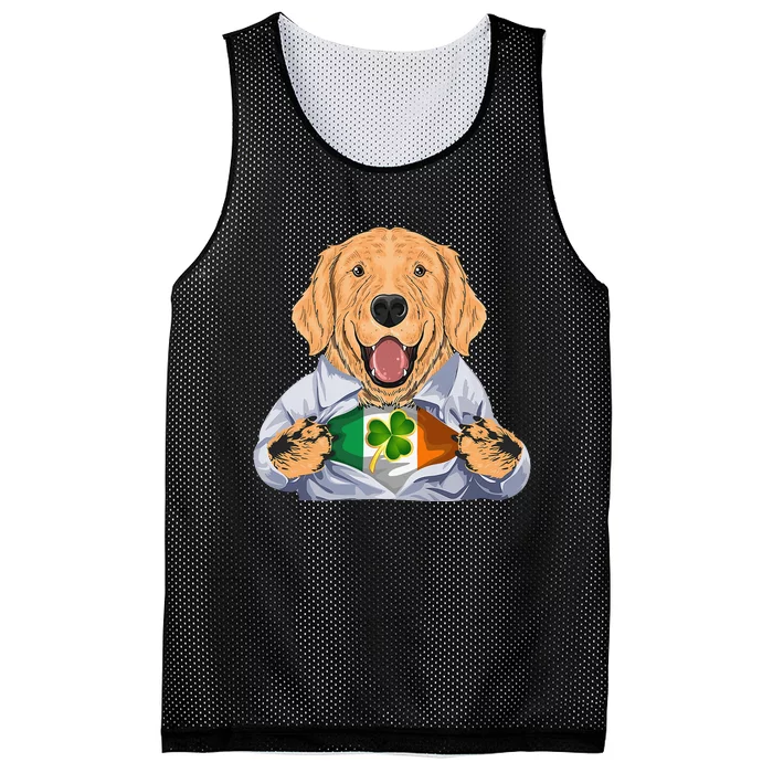 Golden Retrievers Irish Clover St Patrick Day Dog Mesh Reversible Basketball Jersey Tank