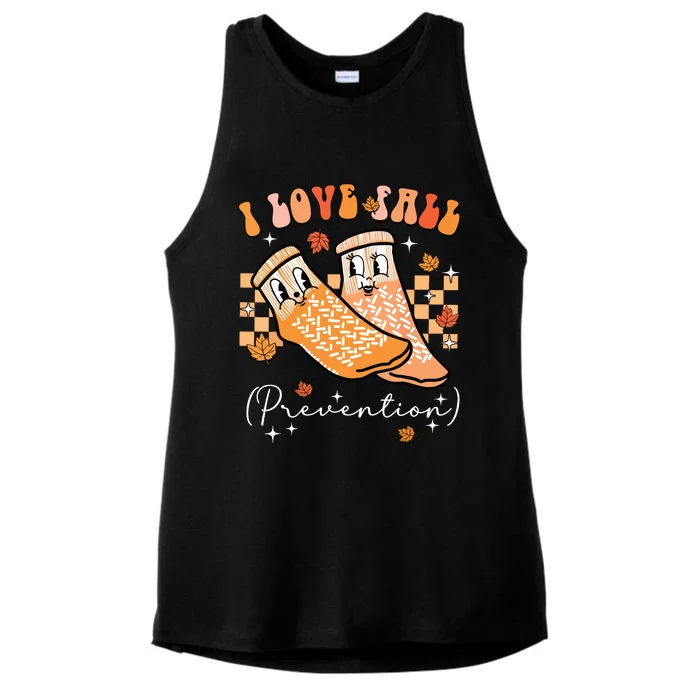 Groovy Retro I Love Fall Prevention Fall Physical Therapy Ladies Tri-Blend Wicking Tank