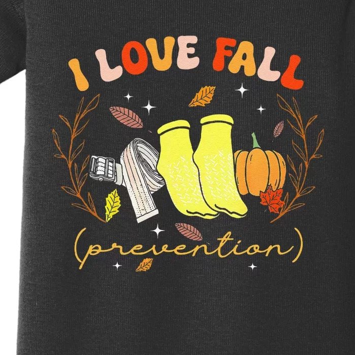 Groovy Retro I Love Fall Prevention Fall Physical Therapy Baby Bodysuit