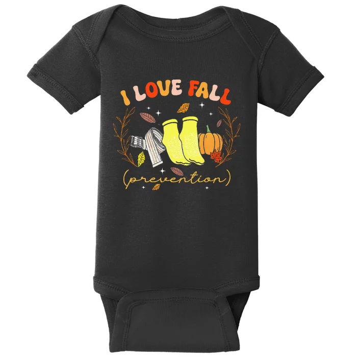 Groovy Retro I Love Fall Prevention Fall Physical Therapy Baby Bodysuit