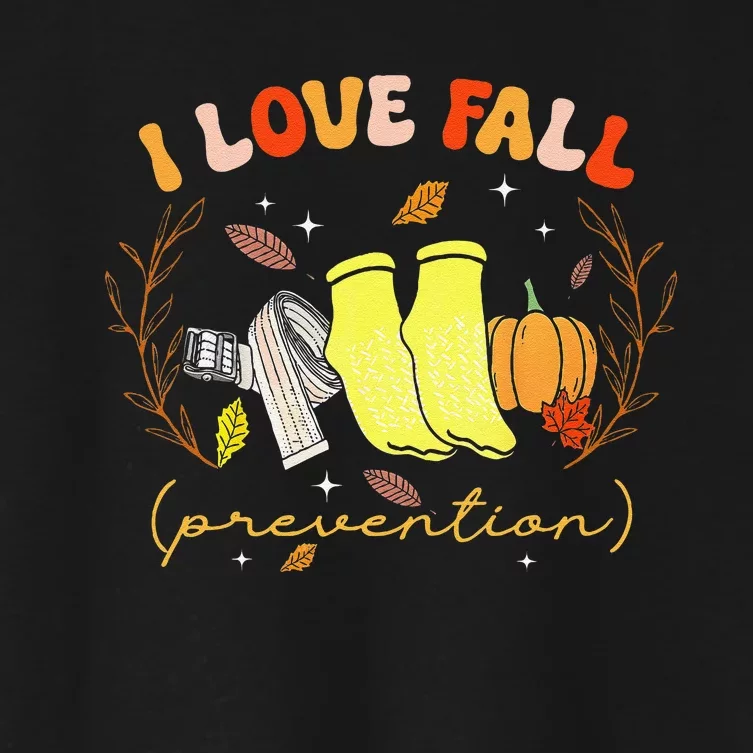 Groovy Retro I Love Fall Prevention Fall Physical Therapy Women's Crop Top Tee