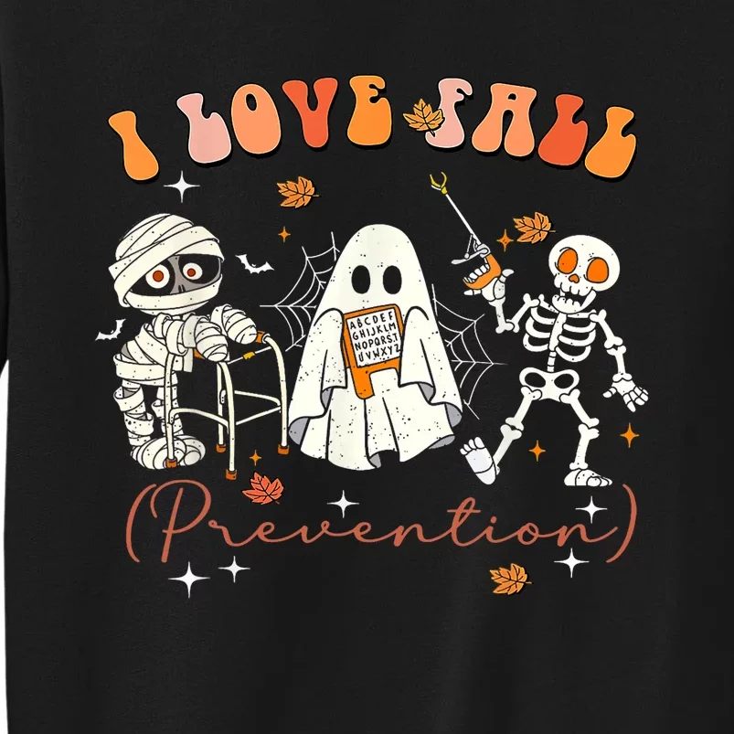 Groovy Retro I Love Fall Prevention Fall Physical Therapy Tall Sweatshirt