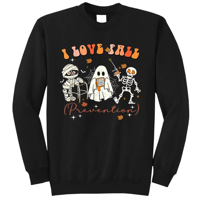 Groovy Retro I Love Fall Prevention Fall Physical Therapy Tall Sweatshirt