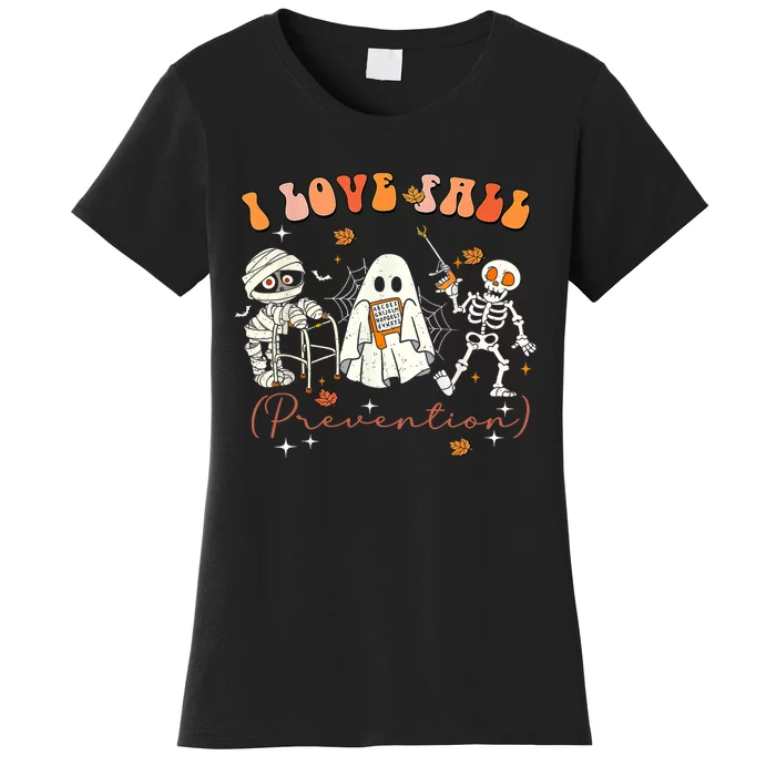 Groovy Retro I Love Fall Prevention Fall Physical Therapy Women's T-Shirt