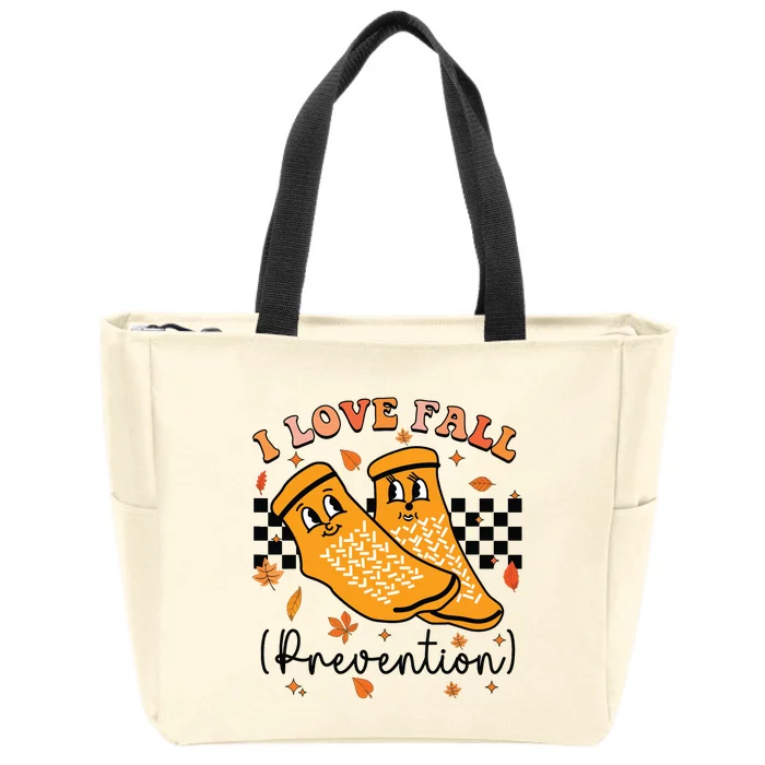 Groovy Retro I Love Fall Prevention Fall Physical Therapy Zip Tote Bag