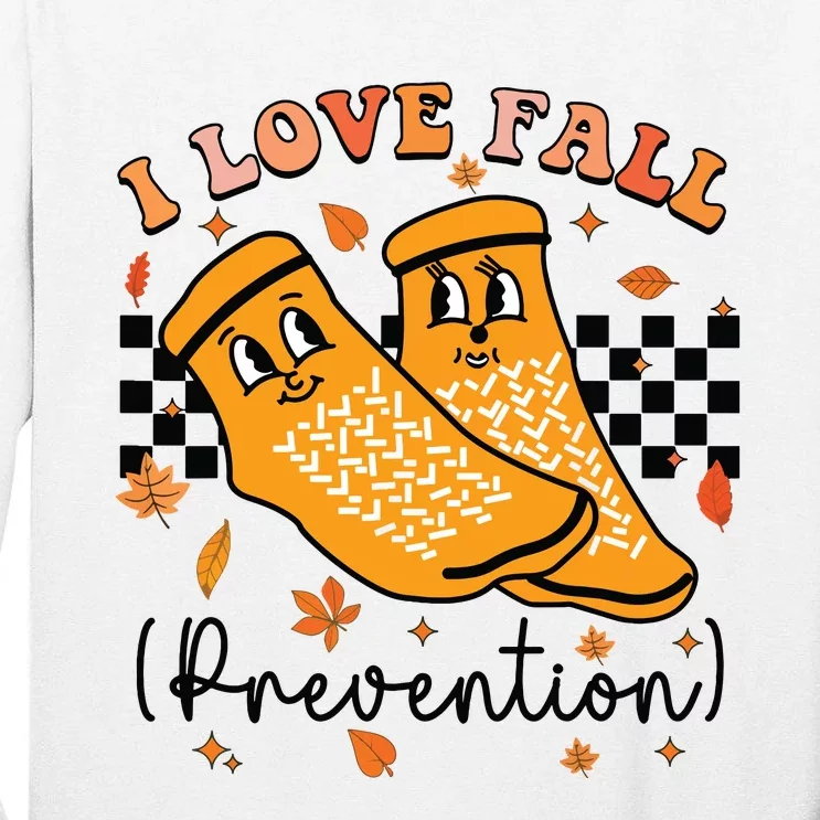 Groovy Retro I Love Fall Prevention Fall Physical Therapy Tall Long Sleeve T-Shirt