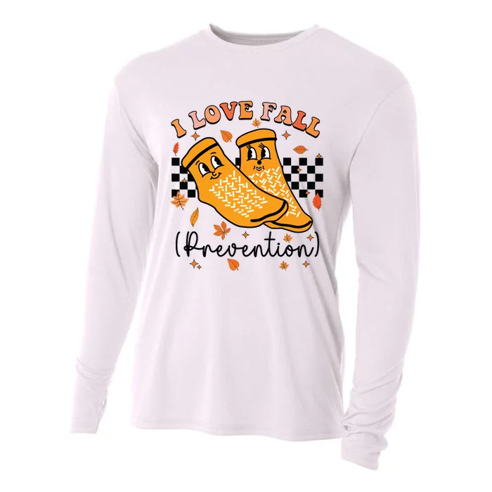 Groovy Retro I Love Fall Prevention Fall Physical Therapy Cooling Performance Long Sleeve Crew