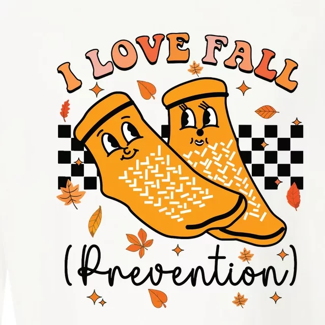 Groovy Retro I Love Fall Prevention Fall Physical Therapy Cropped Pullover Crew