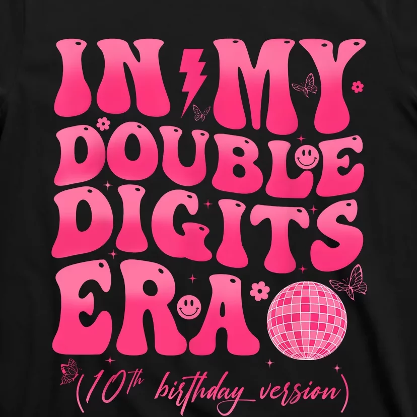 Groovy Retro In My Double Digits Era 10th Birthday Girl T-Shirt