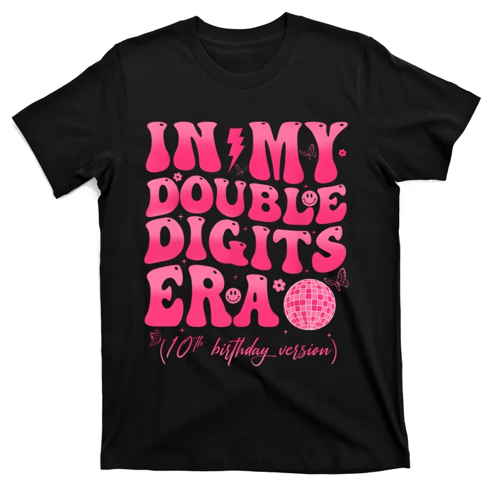 Groovy Retro In My Double Digits Era 10th Birthday Girl T-Shirt