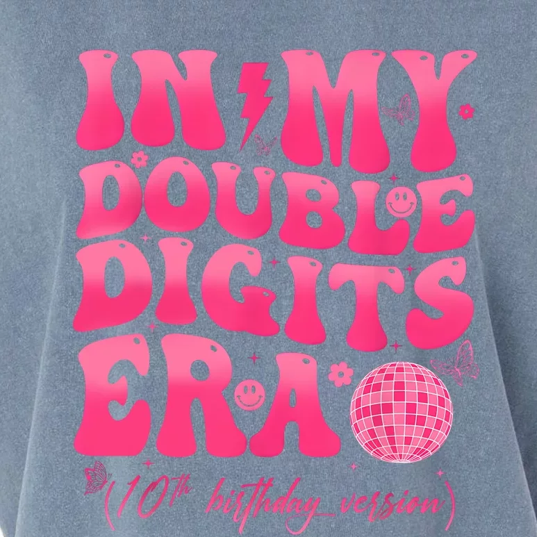 Groovy Retro In My Double Digits Era 10th Birthday Girl Garment-Dyed Women's Muscle Tee