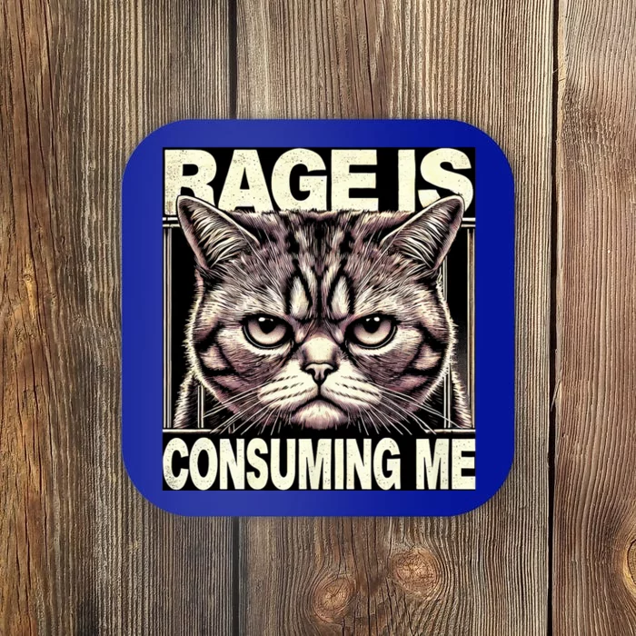 Graphic Rage Is Consuming Me Funny Cat Meme Coaster