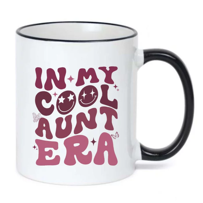 Groovy Retro In My Cool Aunt Era Cool Gifts For Auntie Black Color Changing Mug