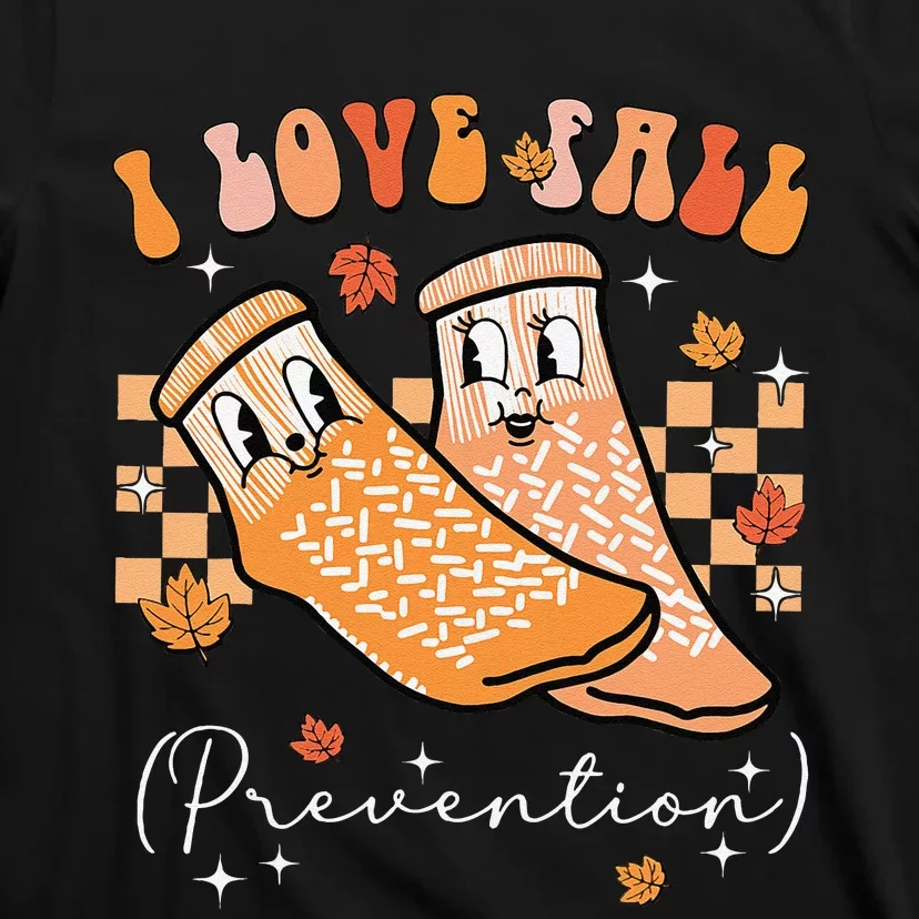 Groovy Retro I Love Fall Prevention Fall Physical Therapy Gift T-Shirt