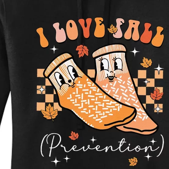 Groovy Retro I Love Fall Prevention Fall Physical Therapy Gift Women's Pullover Hoodie