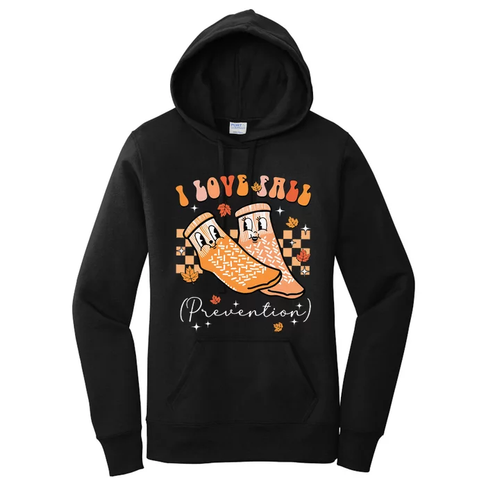 Groovy Retro I Love Fall Prevention Fall Physical Therapy Gift Women's Pullover Hoodie