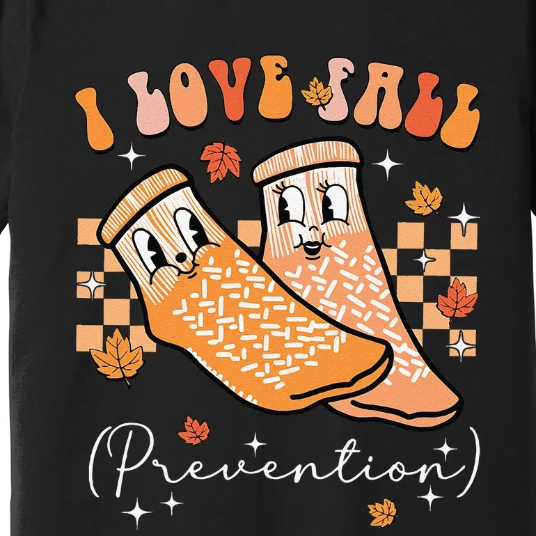 Groovy Retro I Love Fall Prevention Fall Physical Therapy Gift Premium T-Shirt