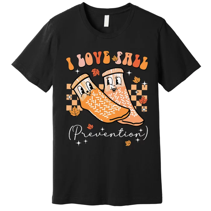 Groovy Retro I Love Fall Prevention Fall Physical Therapy Gift Premium T-Shirt