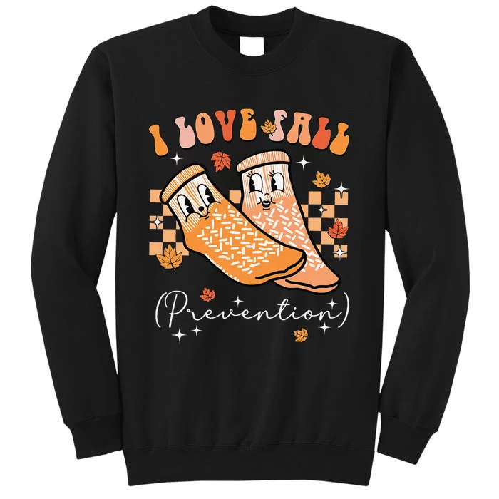 Groovy Retro I Love Fall Prevention Fall Physical Therapy Gift Tall Sweatshirt