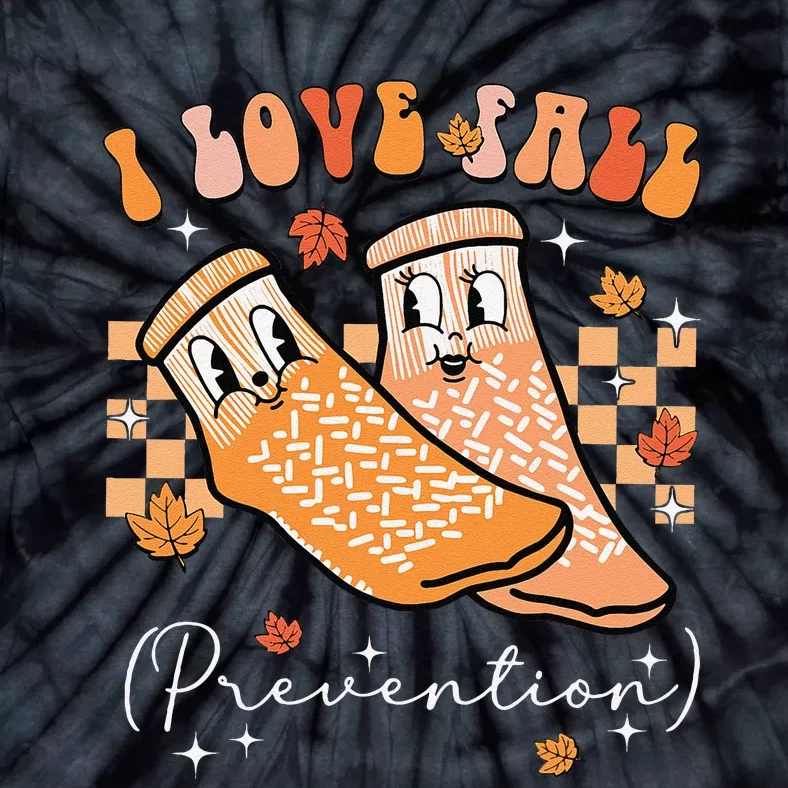 Groovy Retro I Love Fall Prevention Fall Physical Therapy Gift Tie-Dye T-Shirt