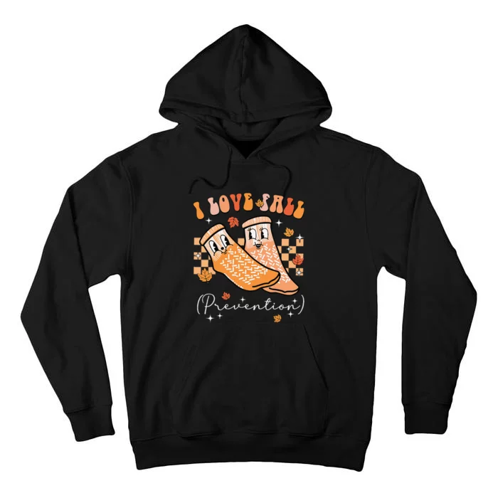 Groovy Retro I Love Fall Prevention Fall Physical Therapy Gift Tall Hoodie