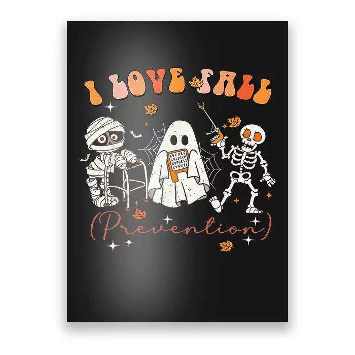 Groovy Retro I Love Fall Prevention Fall Physical Therapy Gift Poster