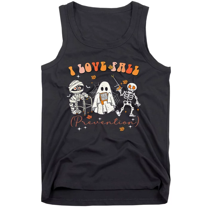 Groovy Retro I Love Fall Prevention Fall Physical Therapy Gift Tank Top