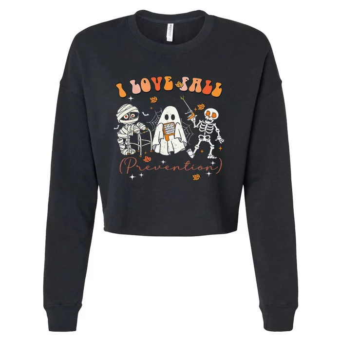 Groovy Retro I Love Fall Prevention Fall Physical Therapy Gift Cropped Pullover Crew