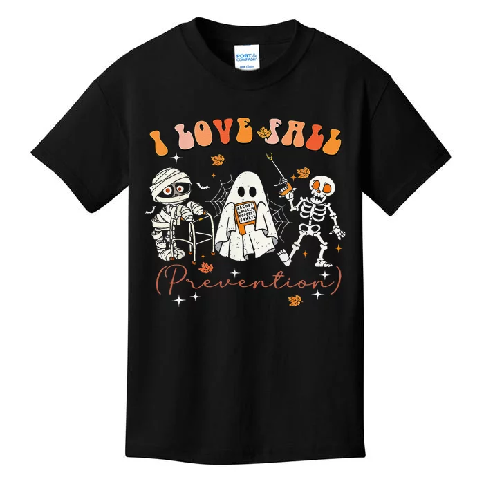 Groovy Retro I Love Fall Prevention Fall Physical Therapy Gift Kids T-Shirt