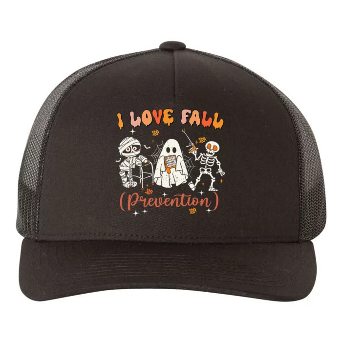 Groovy Retro I Love Fall Prevention Fall Physical Therapy Yupoong Adult 5-Panel Trucker Hat