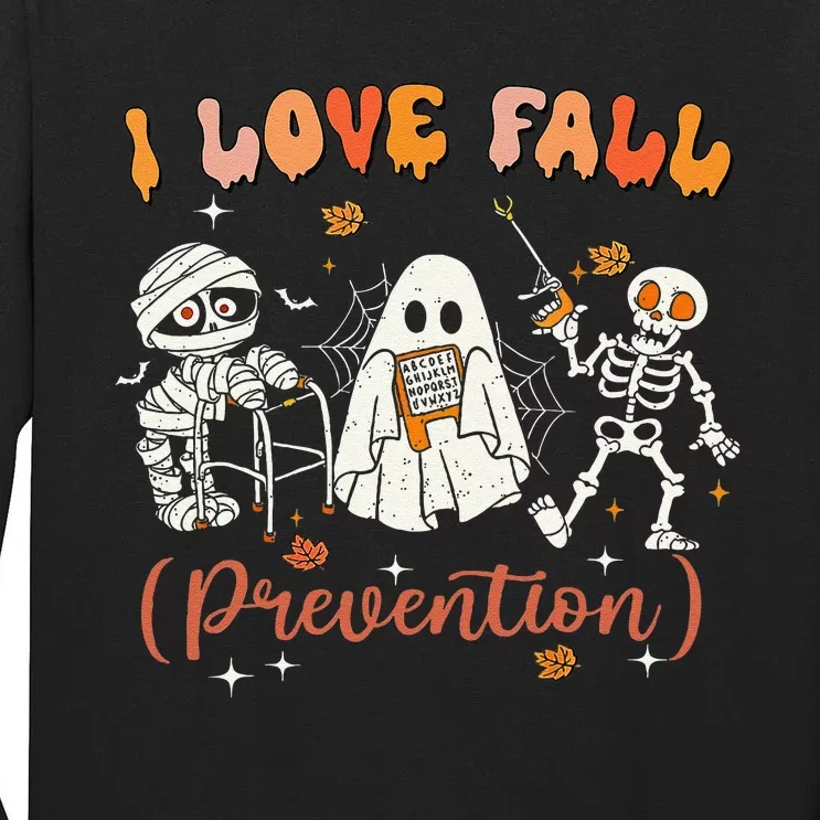 Groovy Retro I Love Fall Prevention Fall Physical Therapy Tall Long Sleeve T-Shirt