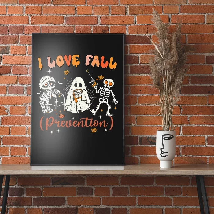 Groovy Retro I Love Fall Prevention Fall Physical Therapy Poster