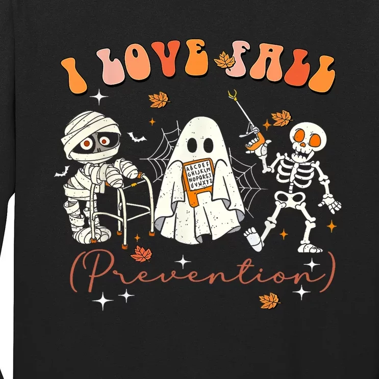 Groovy Retro I Love Fall Prevention Fall Physical Therapy Long Sleeve Shirt