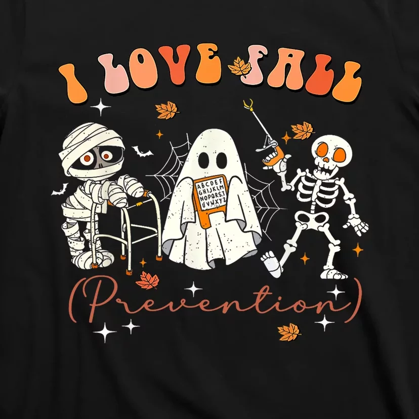 Groovy Retro I Love Fall Prevention Fall Physical Therapy T-Shirt