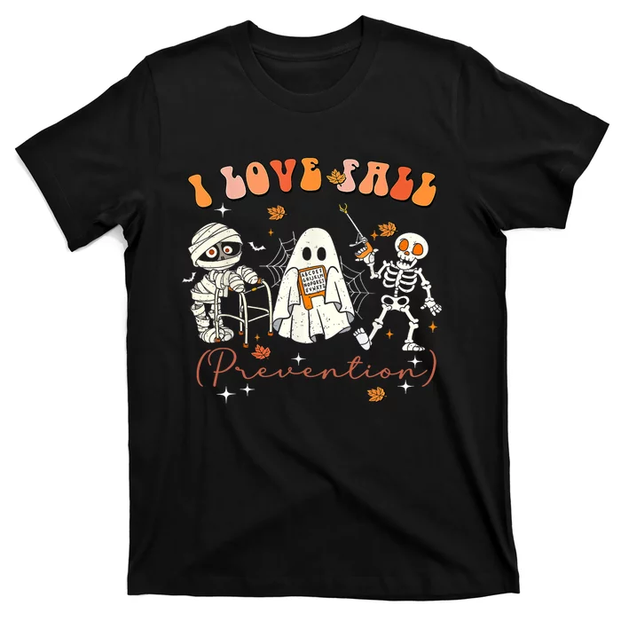 Groovy Retro I Love Fall Prevention Fall Physical Therapy T-Shirt