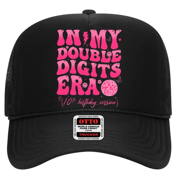 Groovy Retro In My Double Digits Era 10th Birthday Version High Crown Mesh Trucker Hat