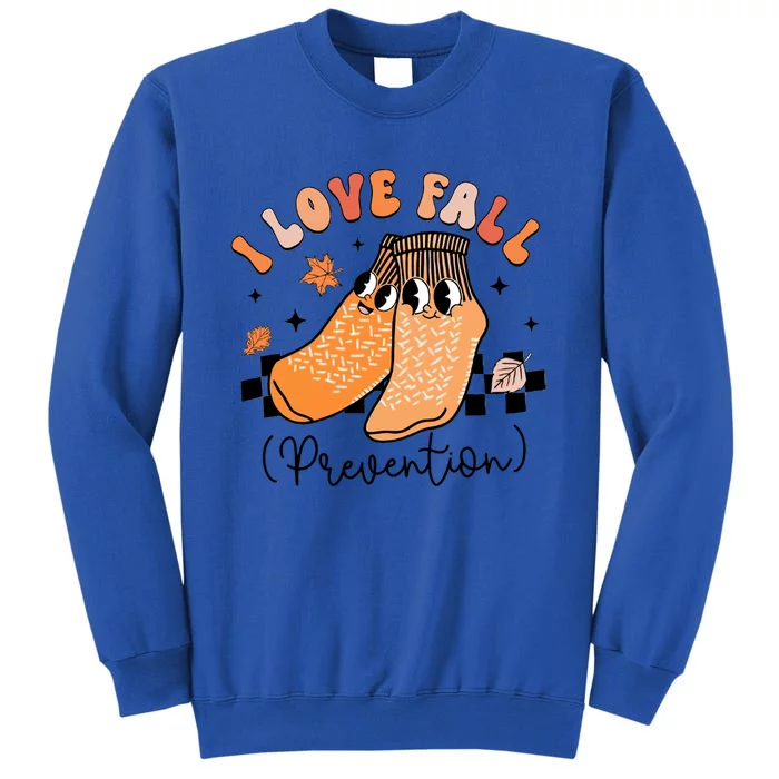 Groovy Retro I Love Fall Prevention Fall Physical Therapy Gift Tall Sweatshirt