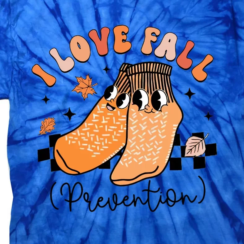 Groovy Retro I Love Fall Prevention Fall Physical Therapy Gift Tie-Dye T-Shirt