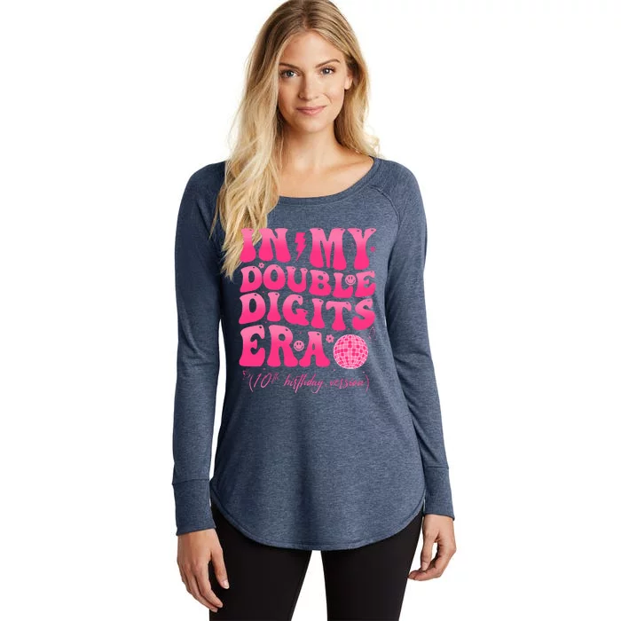 Groovy Retro In My Double Digits Era 10th Birthday Women's Perfect Tri Tunic Long Sleeve Shirt