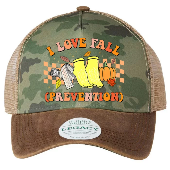 Groovy Retro I Love Fall Prevention Fall Physical Therapy Legacy Tie Dye Trucker Hat