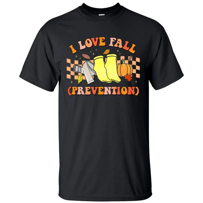 Groovy Retro I Love Fall Prevention Fall Physical Therapy Tall T-Shirt