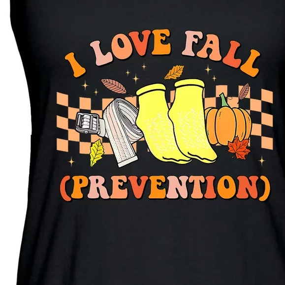 Groovy Retro I Love Fall Prevention Fall Physical Therapy Ladies Essential Flowy Tank