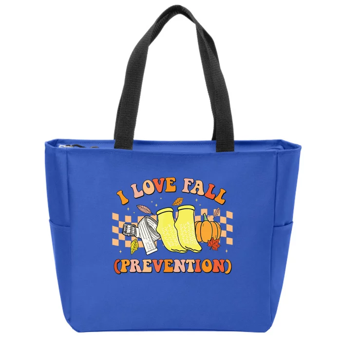 Groovy Retro I Love Fall Prevention Fall Physical Therapy Zip Tote Bag