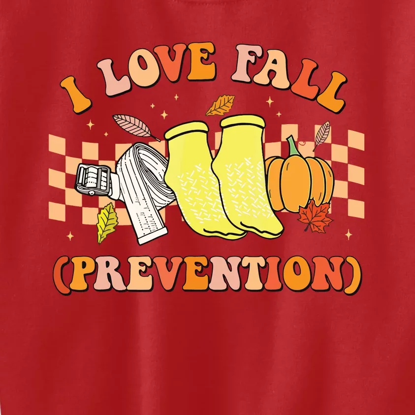 Groovy Retro I Love Fall Prevention Fall Physical Therapy Kids Sweatshirt