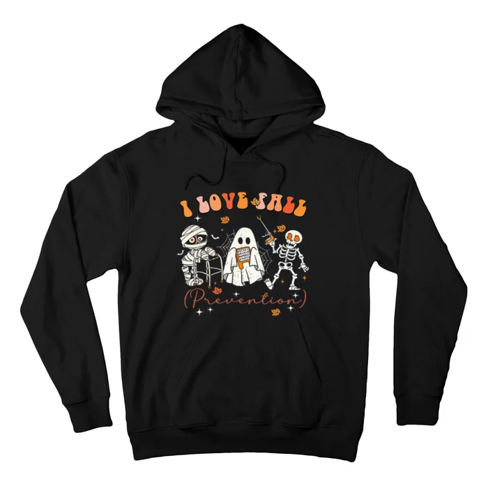 Groovy Retro I Love Fall Prevention Fall Physical Therapy Hoodie