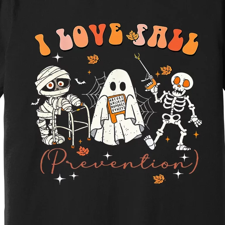 Groovy Retro I Love Fall Prevention Fall Physical Therapy Premium T-Shirt