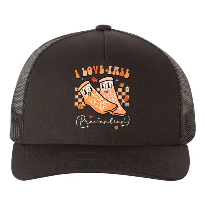 Groovy Retro I Love Fall Prevention Fall Physical Therapy Yupoong Adult 5-Panel Trucker Hat